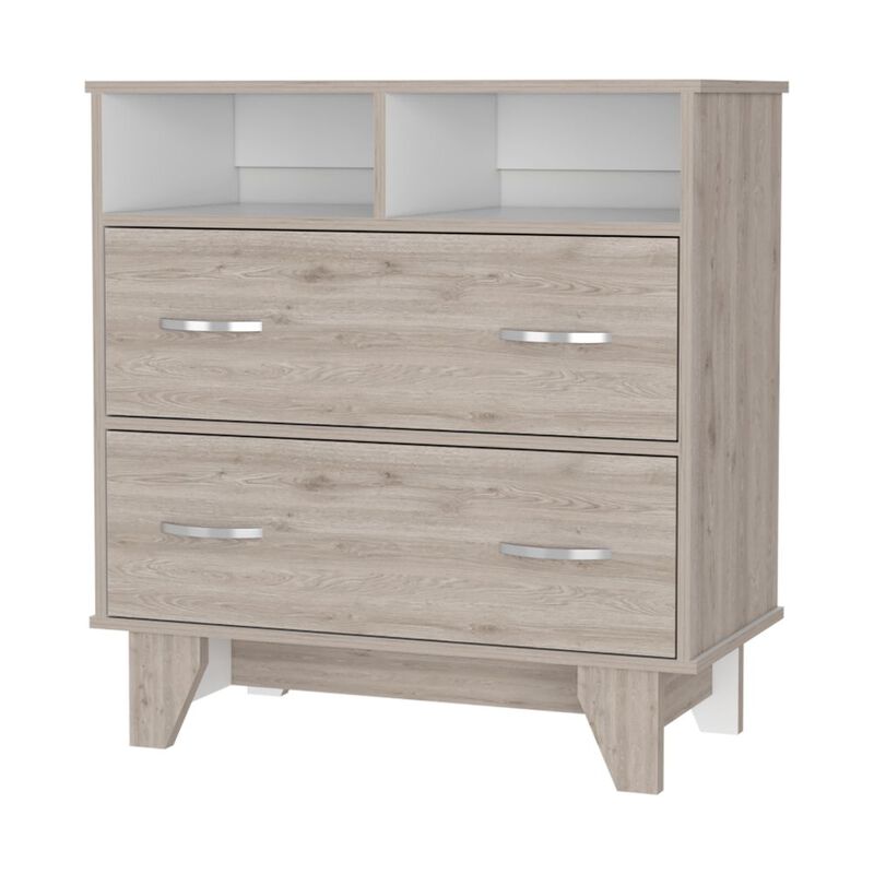 Double Drawer Dresser Arabi, Bedroom, Light Gray / White