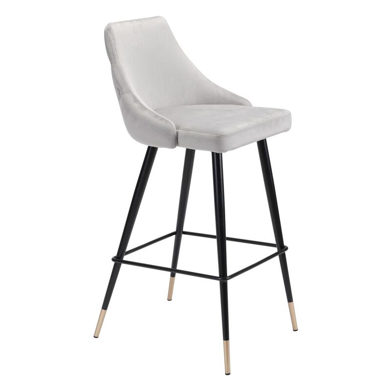 Belen Kox Piccolo Bar Chair, Gray Velvet, Belen Kox