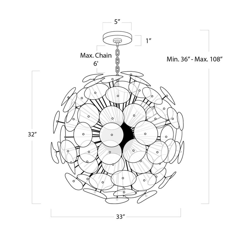 Poppy Glass Chandelier Large