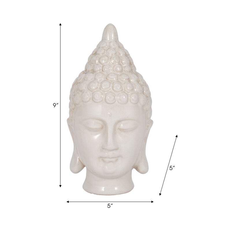 White Ceramic Buddha Head