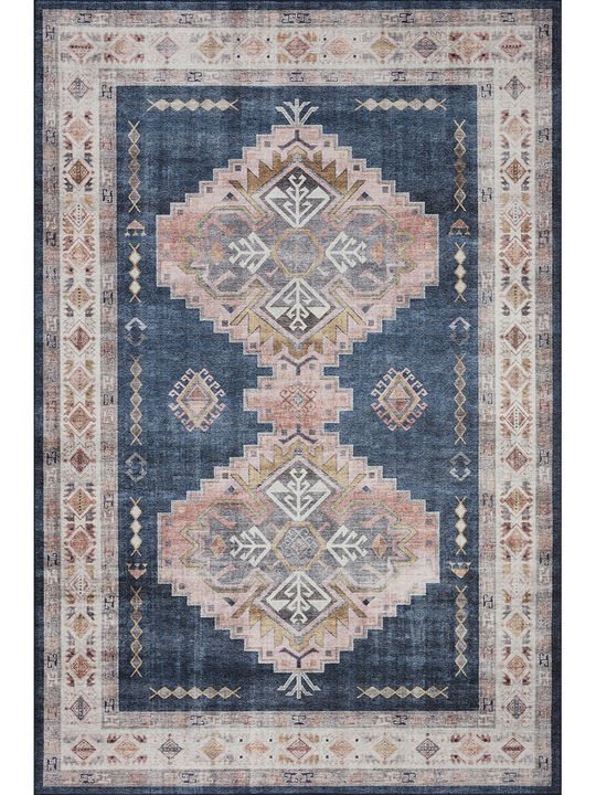Heidi HEI03 Denim/Blush 3'6" x 5'6" Rug by Loloi II