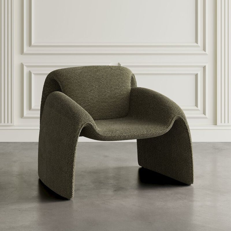 Jofran Dolce Mid-Century Modern Bent Angle Upholstered Accent Chair