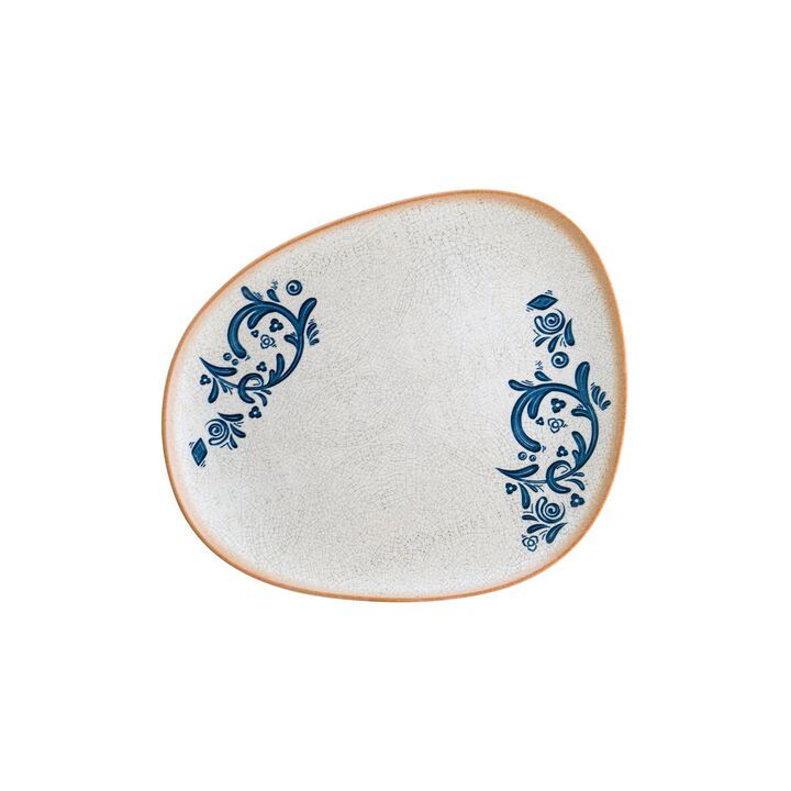 Viento 13" x 10.75" Organic Decorated Porcelain Plate