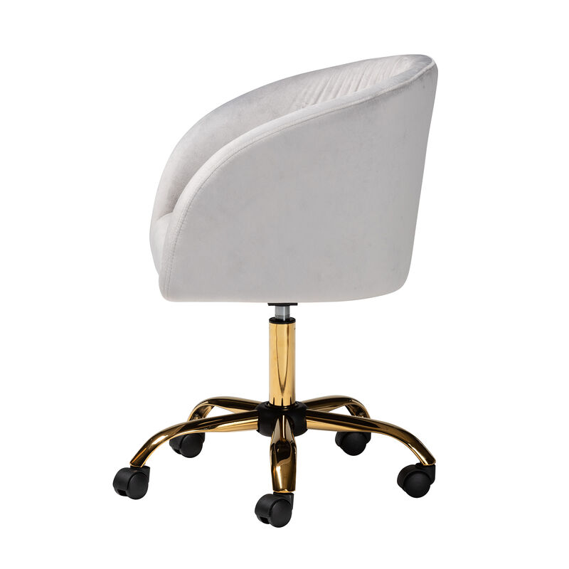 Baxton Studio Ravenna and Luxe Blush Pink Velvet Fabric and Gold Metal Swivel Office Chair