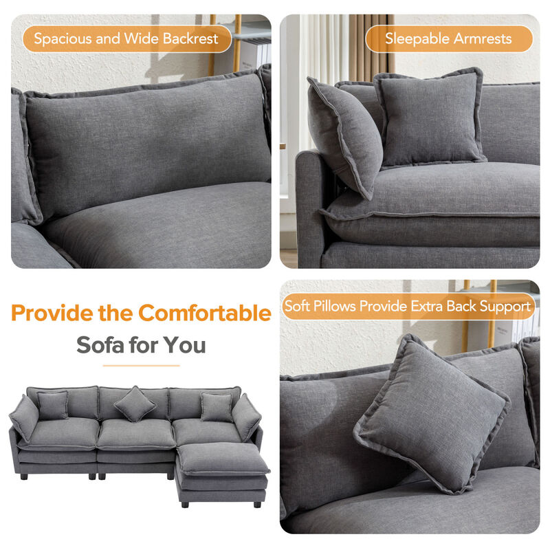 112.2" L-Shape Chenille Upholstered Sofa