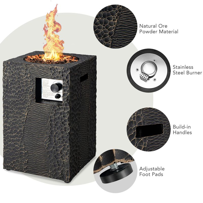 16 Feet Square Outdoor Propane Fire Pit with Lava Rocks Waterproof Cover 30 000 BTU