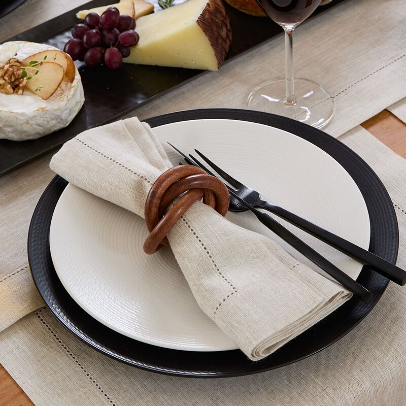 Solino Home 100% Pure Linen Dinner Napkins 20 x 20 Inch Set of 6 | Classic Hemstitch
