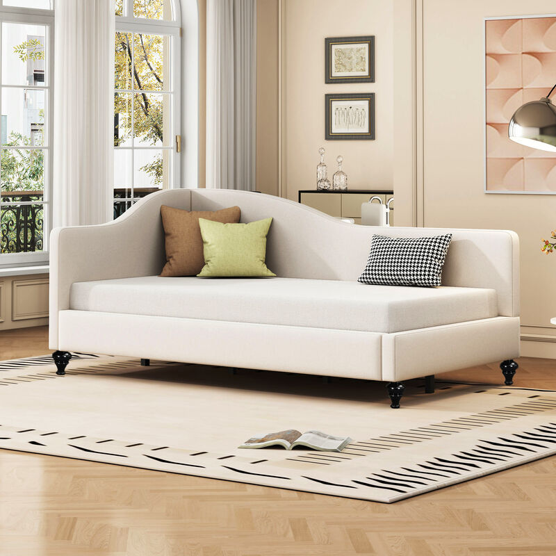 Merax L-Shaped Linen Upholstered Daybed