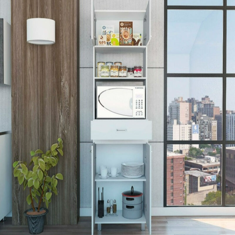 Microwave Cabinet Madison, Kitchen, White