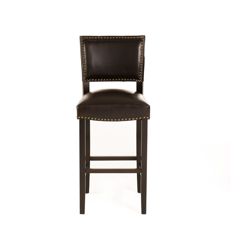 Contemporary Nailhead Barstools with Rubberwood Legs