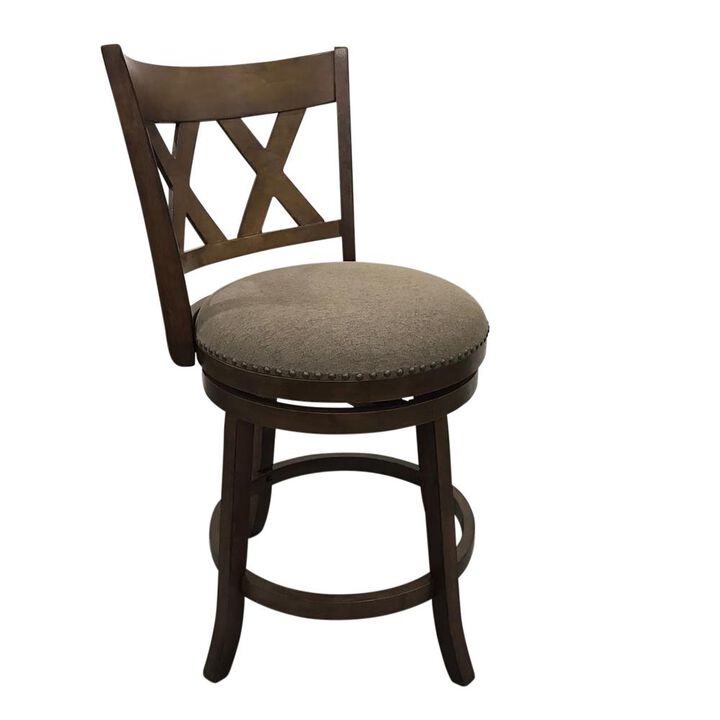 Carolina Living Sussex Deluxe Swivel Barstool - Set of 2 - Rustic - Brown Upholstery