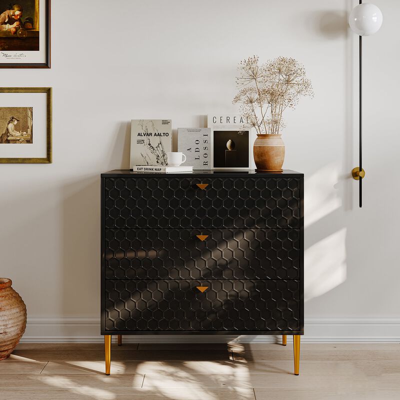 White Accent Storage Cabinet with 3-Drawer Chest