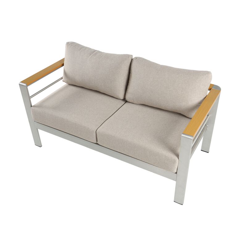 Merax Outdoor Aluminum Loveseat with Cushion