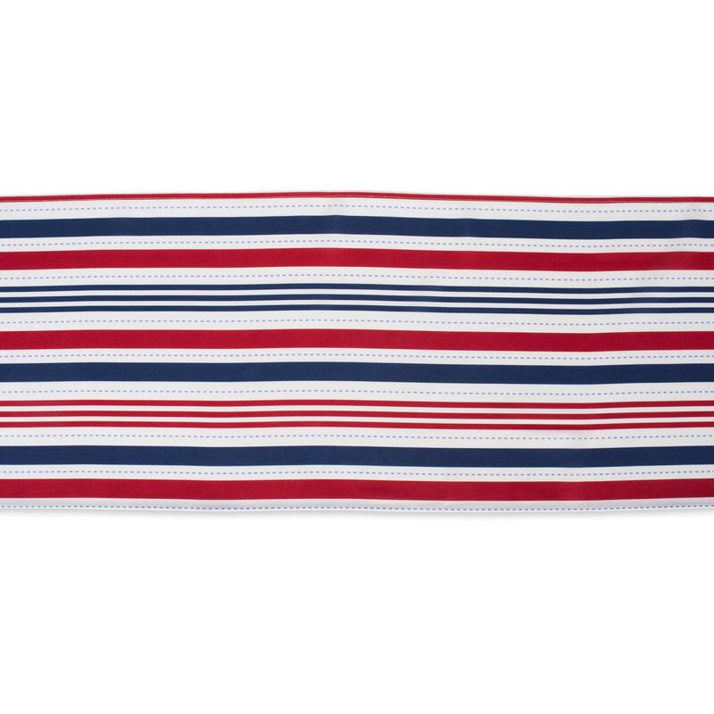 108" Red and Blue Patriotic Striped Rectangular Outdoor Table Runner