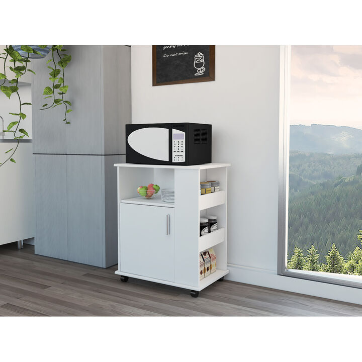 Kit Lower Microwave Cabinet, Single Door, Three Side Shelf - White