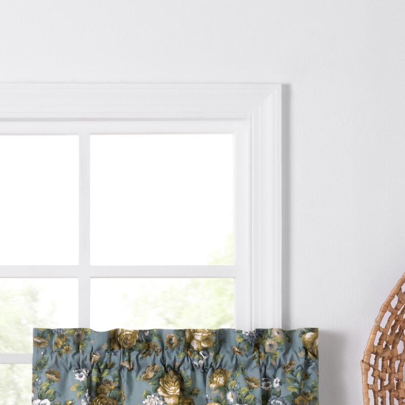 Ellis Bella Rose Stylish Medium Scale Printed Floral Pattern 1.5" Rod Pocket Tier for Windows 56"x24" Wedge