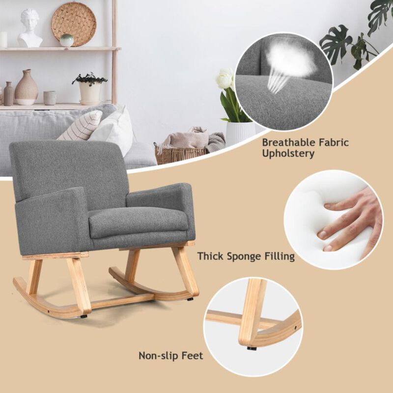 Hivvago Upholstered Rocking Chair with and Solid Wood Base