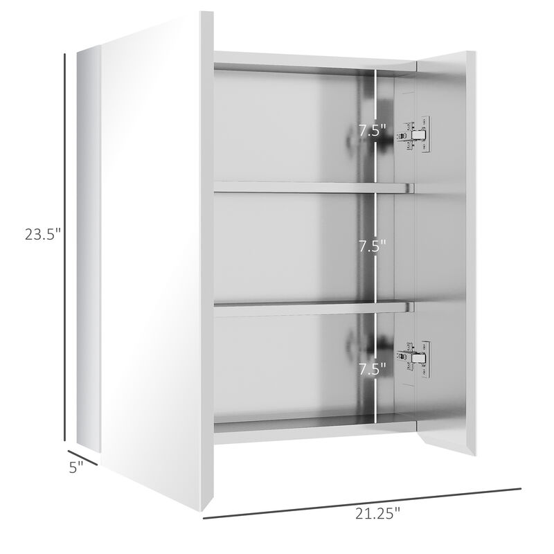 kleankin Bathroom Cabinet Wall Mounted Mirror Cabinet with Hinged Doors