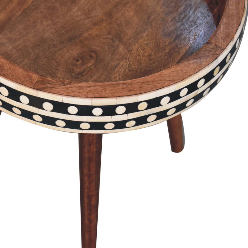 Artisan Furniture Solid Wood Honey Caramel Small Patterned Nordic Style End Table