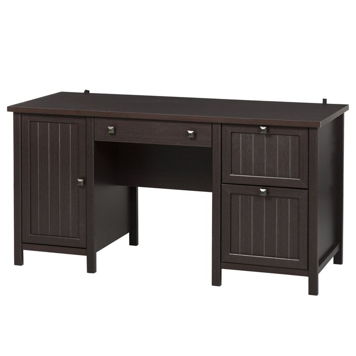 Brown Vintage Workstation: Executive Desk with Cabinet and File Drawers Brown Vintage Workstation: Executive Desk with Cabinet and File Drawers
