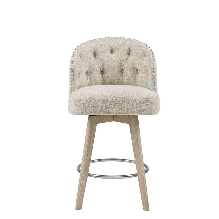 Gracie Mills Esta 360Â° Swivel Elegance Upholstered Counter Stool - 26" Height
