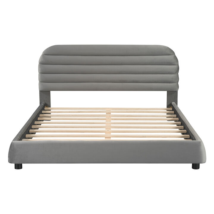 Merax Velvet Upholstered Platform Bed