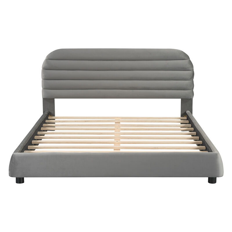 Merax Velvet Upholstered Platform Bed