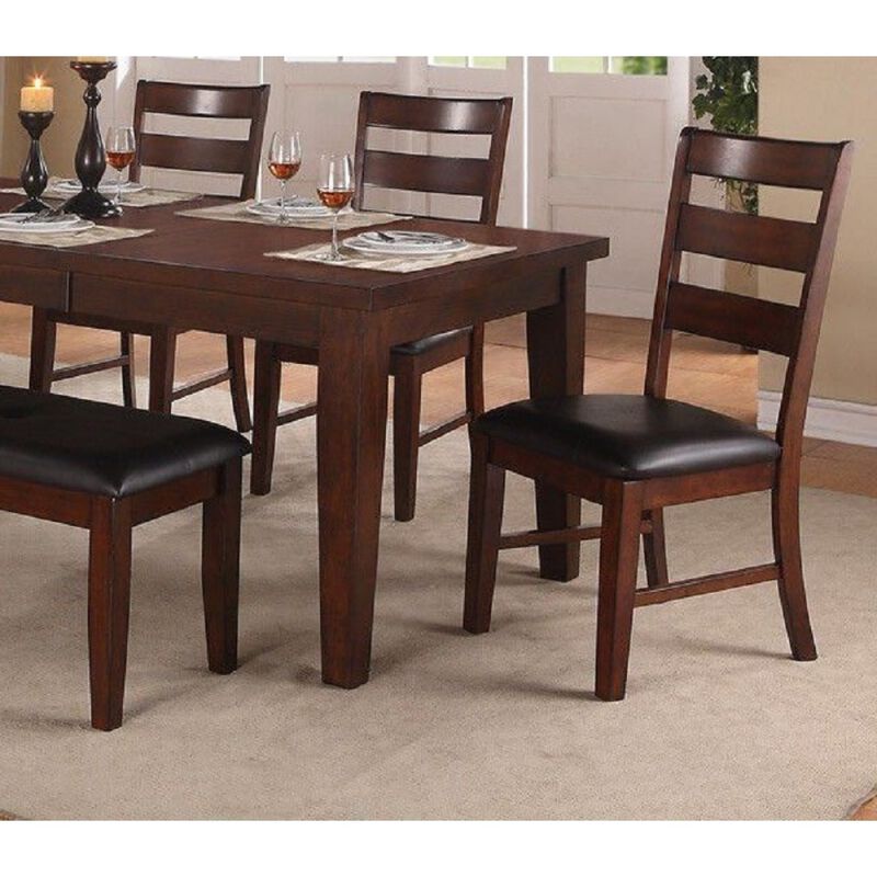 Antique Walnut Finish Solid Wood Set Of 2 Piece Chairs Dining Chair Ladder Back Cushion Seats