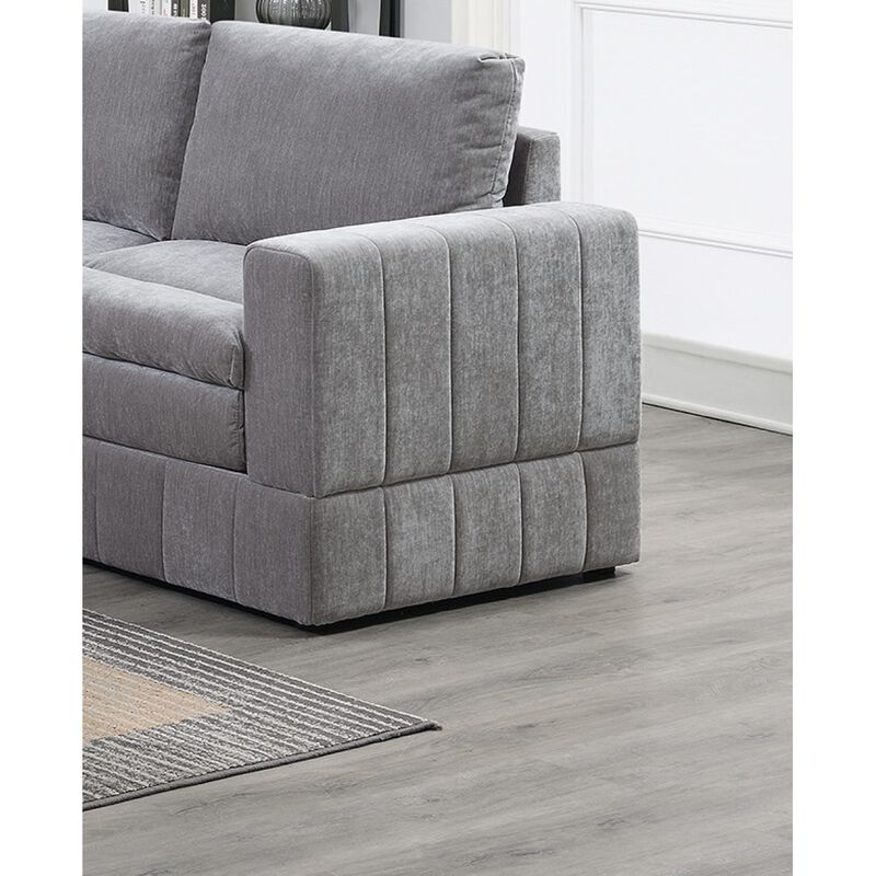 6 Piece Modular Sectional Set: 4 One Arm Chair, 1 Wedge, 1 Armless Chair, 1 Ottoman, Granite Color