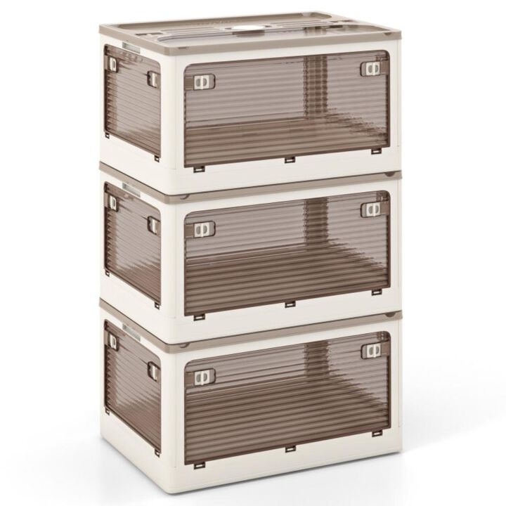 Hivvago 3-Pack Stackable Storage Bins with Lids with 5 Opening Ways