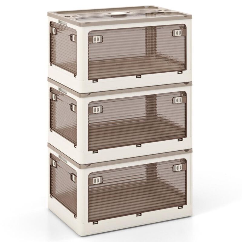Hivvago 3-Pack Stackable Storage Bins with Lids with 5 Opening Ways
