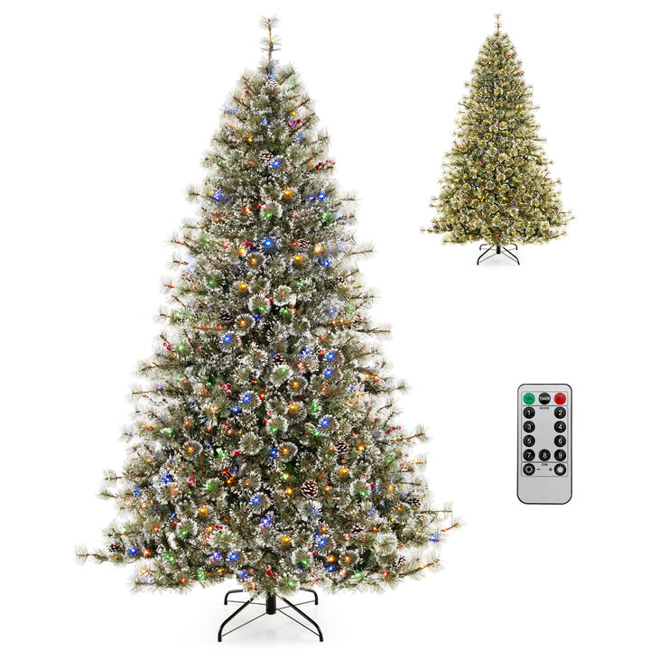 Artificial Christmas Tree Pre-Lit Hinged Holiday Tree with 360° Quick Power Connector