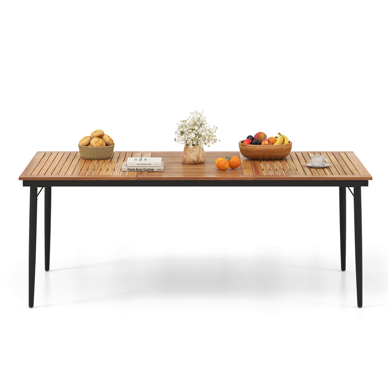 79" Acacia Wood Outdoor Dining Table for 8 with 1.9" Umbrella Hole
