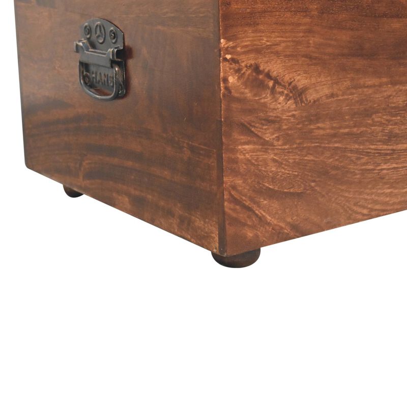 Artisan Furniture Solid Wood California Walnut White Linen Storage Trunk