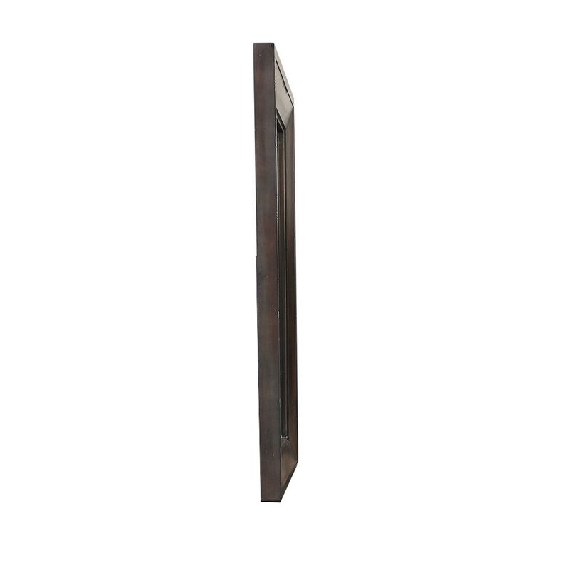 Laji 39 x 50 Dresser Mirror, Modern Style, Rich Walnut Brown Wood  - Benzara