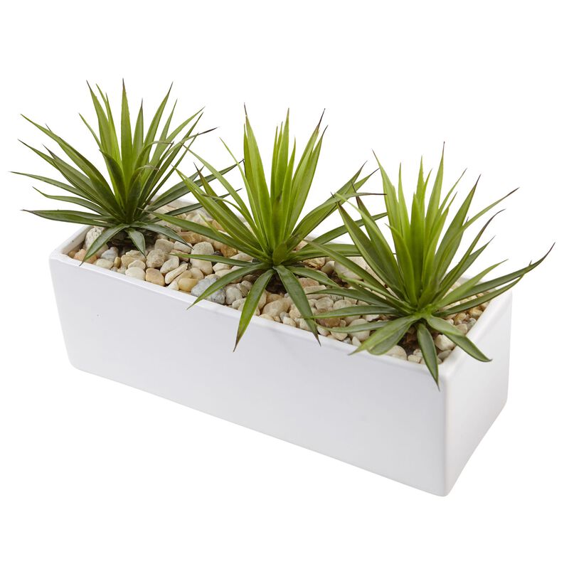 Hivvago Mini Agave in Rectangular Ceramic
