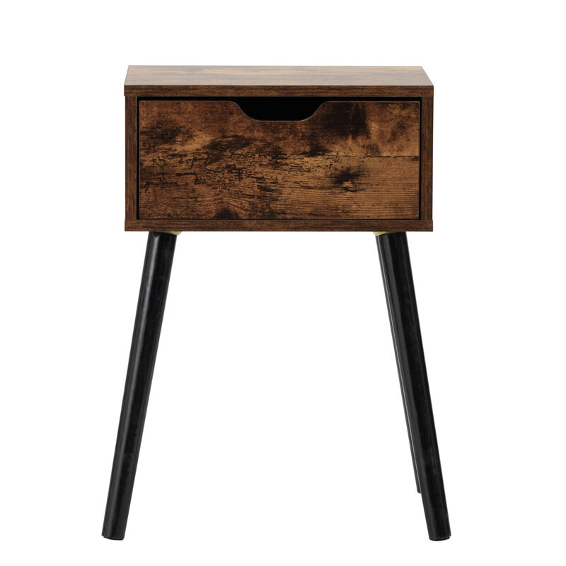 Mid-Century Industrial Nightstand with 1 Drawer for Bedroom
