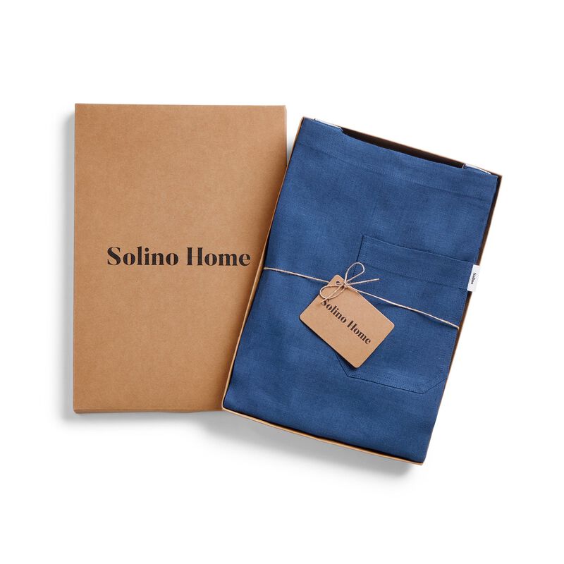Solino Home 100% Pure Linen Bib Apron 33 x 30 Inch