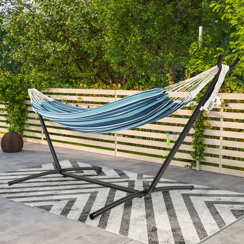 Portable Indoor/Outdoor 2-Person Double Hammock Set with Stand and Carrying Case