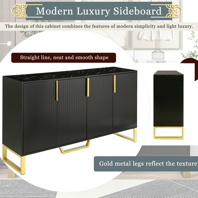 Merax Modern Metal Handles Sideboard Kitchen Cabinet