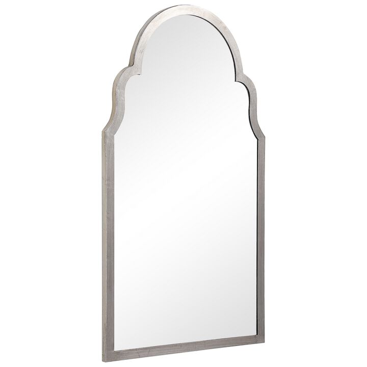 Sleek Elongated Quatrefoil Frame Mirror, Silver-Benzara
