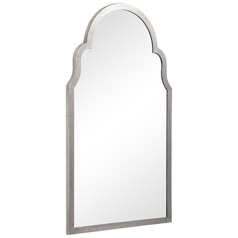 Sleek Elongated Quatrefoil Frame Mirror, Silver-Benzara