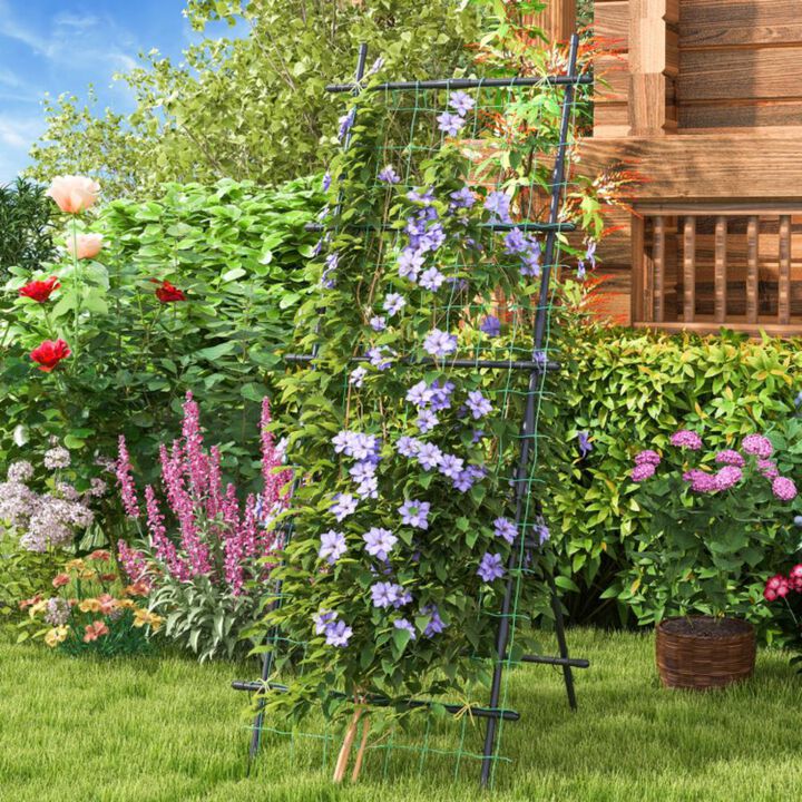 Hivvago 74 Inch Garden Cucumber Trellis with PE-Coated Frame for Climbing Plants