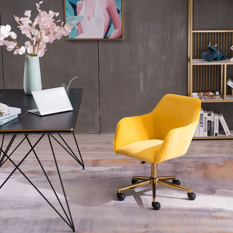 Modern Velvet Fabric Material Adjustable Height 360 Revolving Home Office Chair