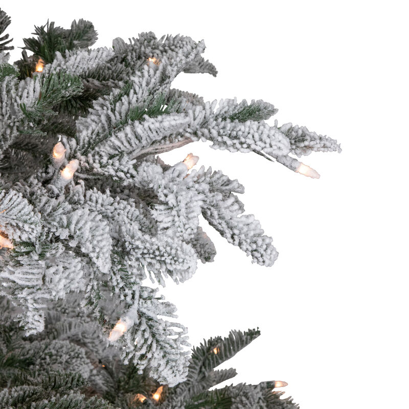 6.5' Pre-Lit Full Flocked Whistler Noble Fir Artificial Christmas Tree - Clear Lights