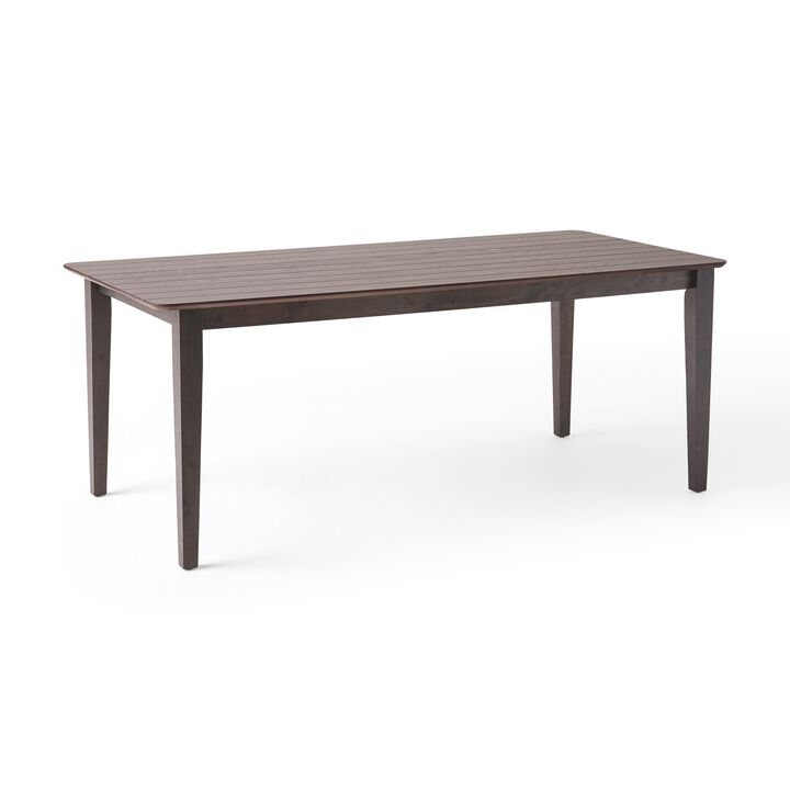 Dining Table, 76 Inch Rectangular, Curved Corners, Brown Rubberwood - Benzara