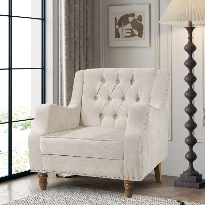 Merax Button Tufted Linen Upholstered Accent Chair