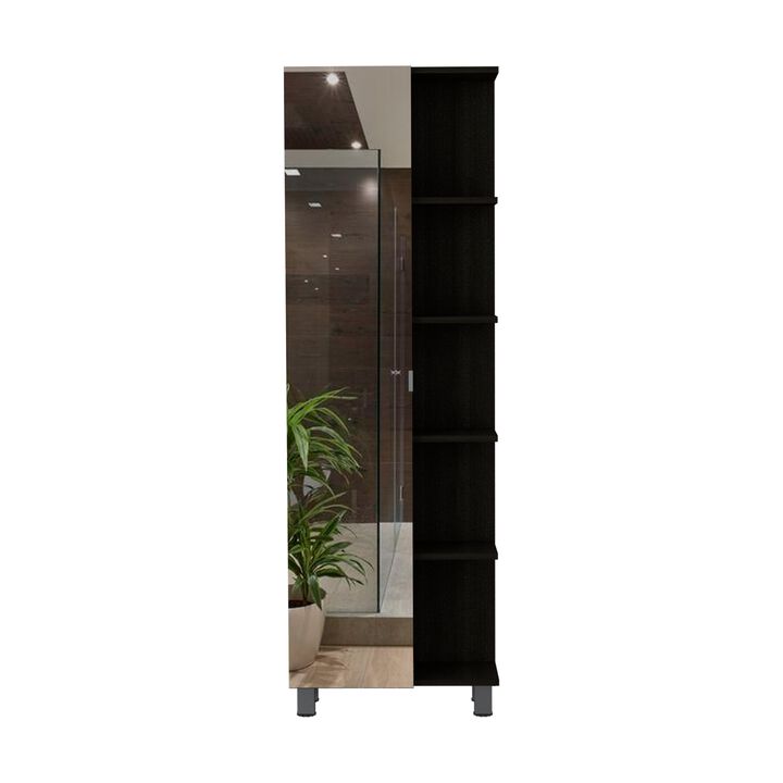 DEPOT E-SHOP Tucker 2 Piece Bathroom Set, Tatacoa Medicine Cabinet + Venus Mirrored Linen Cabinet, Black