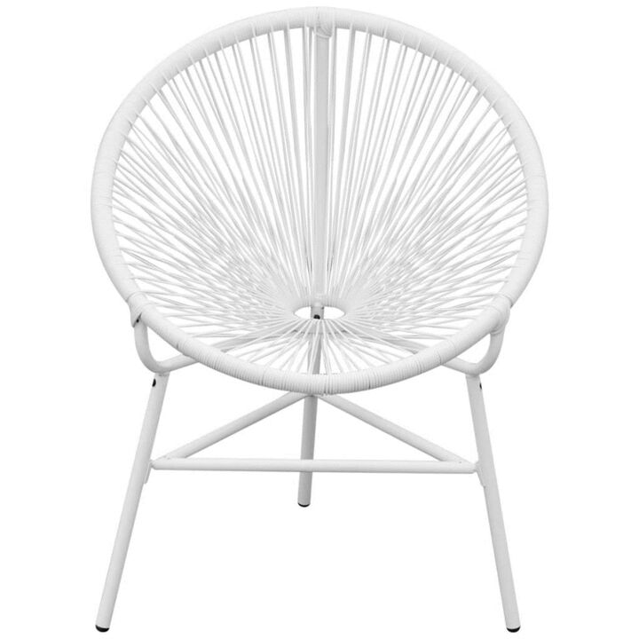 vidaXL Garden String Moon Chair Poly Rattan White