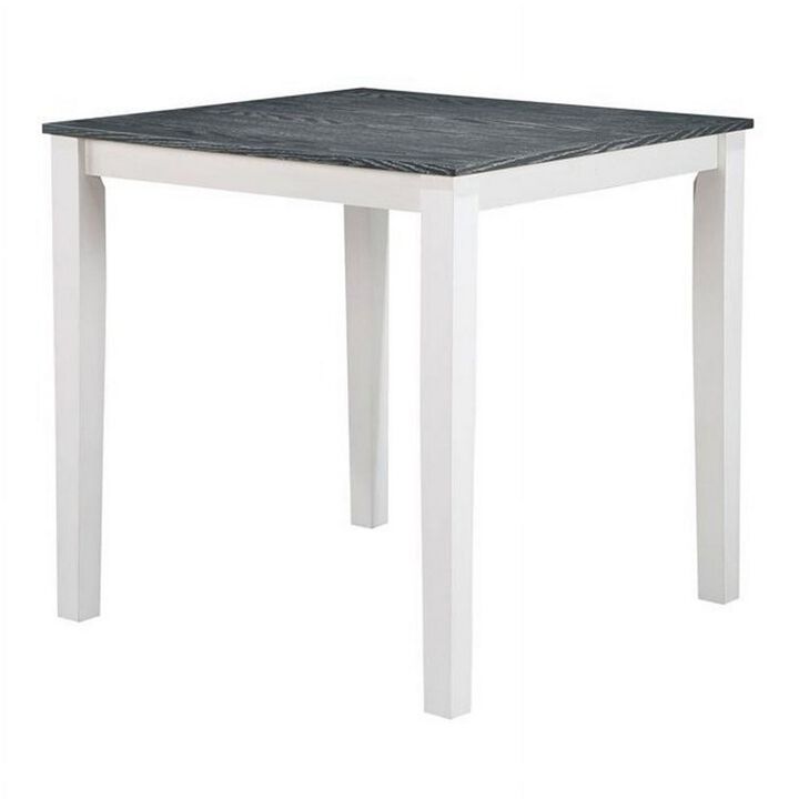Helio 5 Piece Counter Height Dining Table and Chairs Set, White Wood, Gray - Benzara
